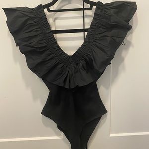 Black Ruffle Bodysuit